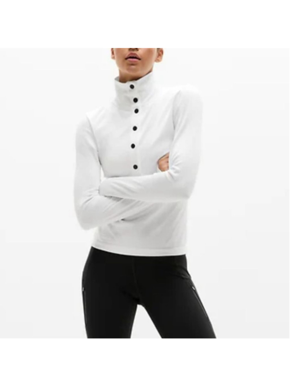 Athleta Flurry Seamless Henley Ribbed Long Sleeve Top Shirt S - Seamless Stretch